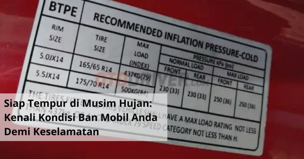 Siap Tempur di Musim Hujan Kenali Kondisi Ban Mobil Anda Demi Keselamatan